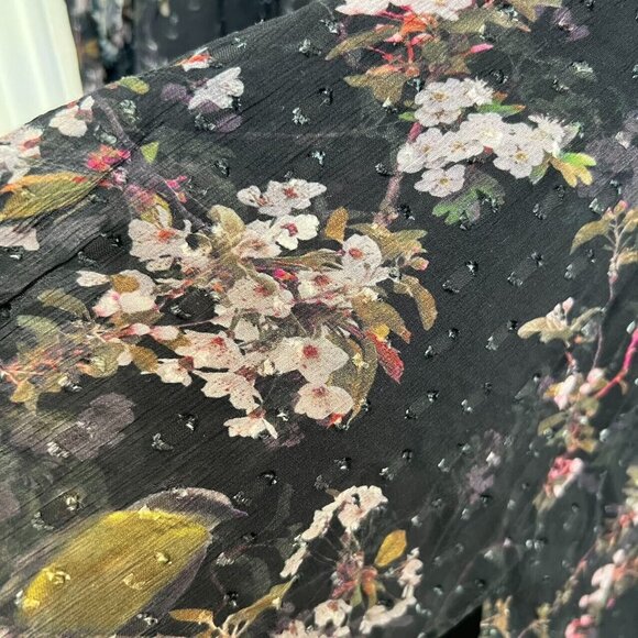 NWOT AllSaints women's Lara chiffon Shirt buttons closure Black Blouse Size 6 - Picture 13 of 14